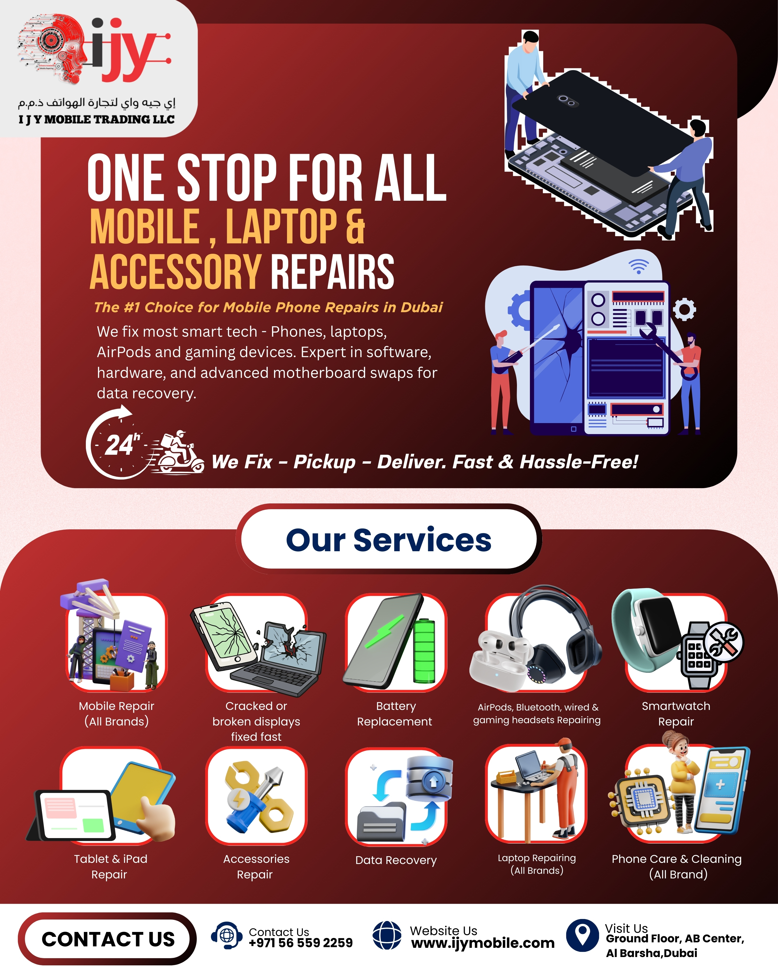 Android phone repair Dubai - Expert technicians performing hardware repairs